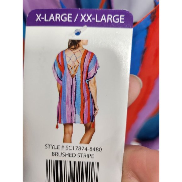 Palisades Beach Club Womens Swimsuit Cover up XL/XXL Red Blue Brushed Stripe NWT - Picture 8 of 8